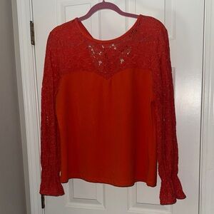 Elegant Red Lace Women's Blouse